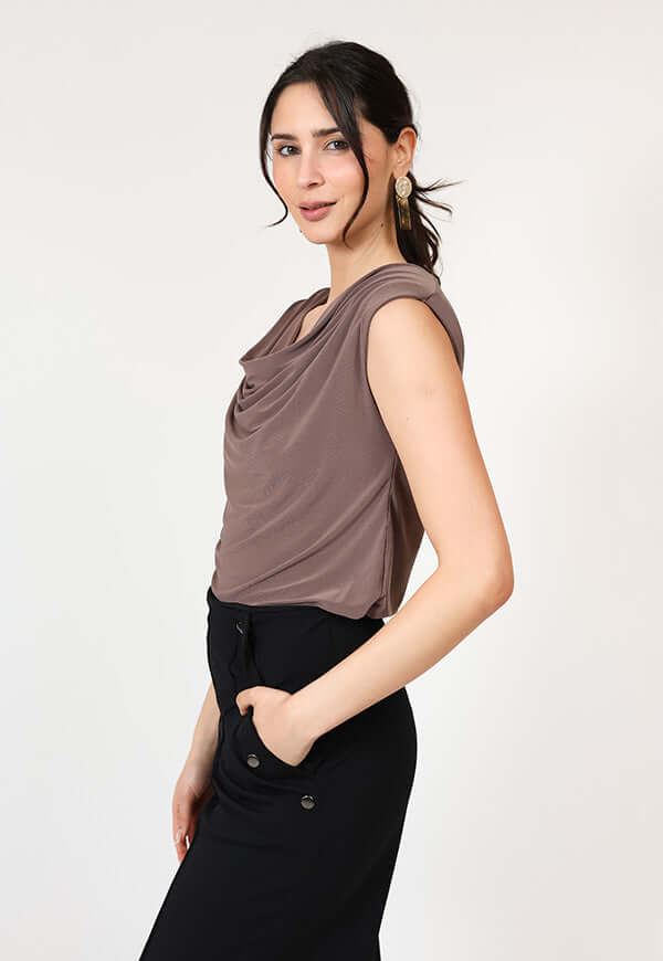 Polera Drapeada Rosa Brillos Fiesta Natalia Seguel lentejuelas, espalda (3) – diseño chileno de autor, Natalia Seguel