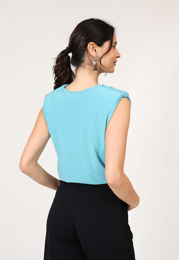 Polera Drapeada Turquesa Diseno Chileno Natalia Seguel, lookbook – diseño chileno de autor, Natalia Seguel