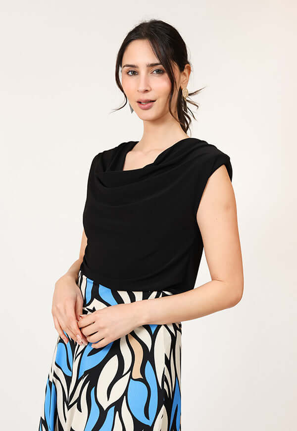 Polera Drapeada Negro - Diseño Chileno | Natalia Seguel, frente – diseño chileno de autor, Natalia Seguel