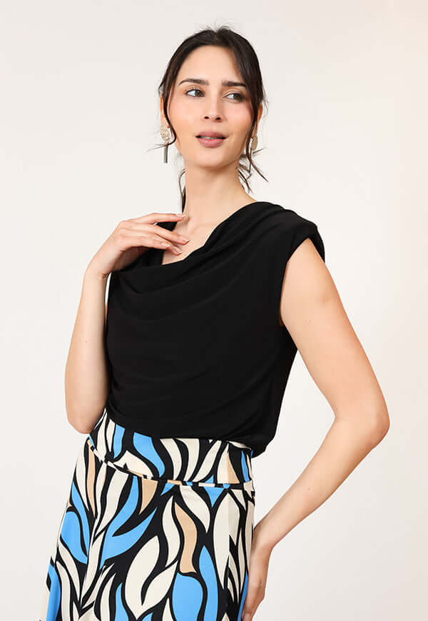 Polera Drapeada Negro Diseno Chileno Natalia Seguel, espalda – diseño chileno de autor, Natalia Seguel