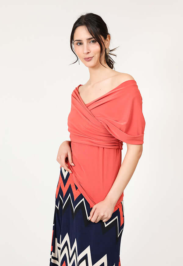 Polera Suri Coral Natalia Seguel, lateral (2) – diseño chileno de autor, Natalia Seguel