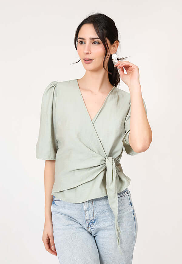 Blusa Jose Verde Nilo Lino - Diseño Chileno | Natalia Seguel, frente – diseño chileno de autor, Natalia Seguel