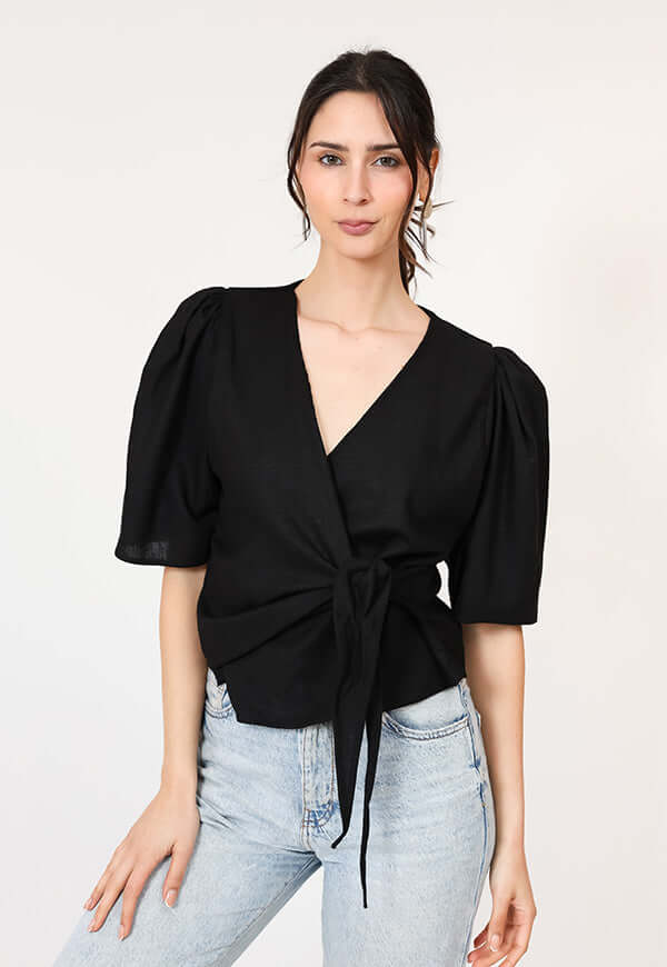 Blusa Jose Negro Lino - Diseño Chileno | Natalia Seguel, frente – diseño chileno de autor, Natalia Seguel