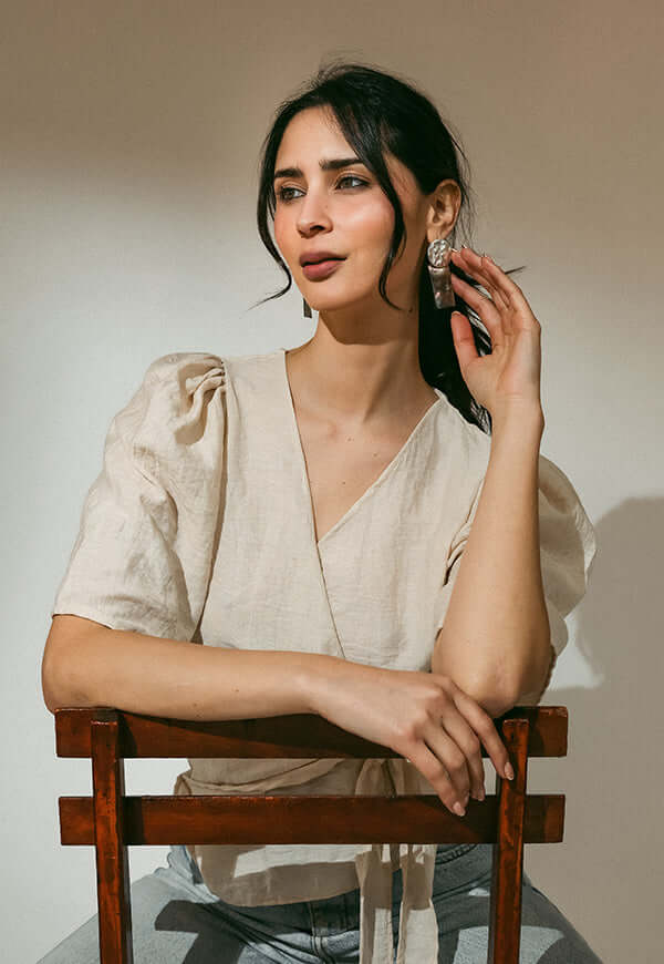 Blusa Jose Crudo Lino Diseno Chileno Natalia Seguel, frente – diseño chileno de autor, Natalia Seguel