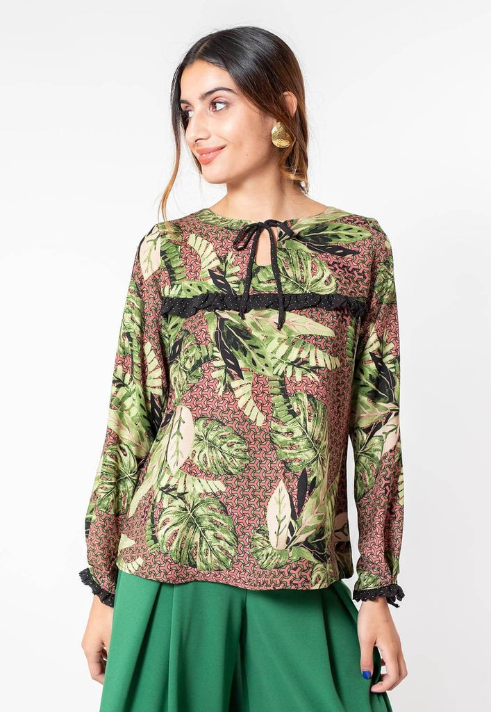 Blusa Helena Verde Hojas