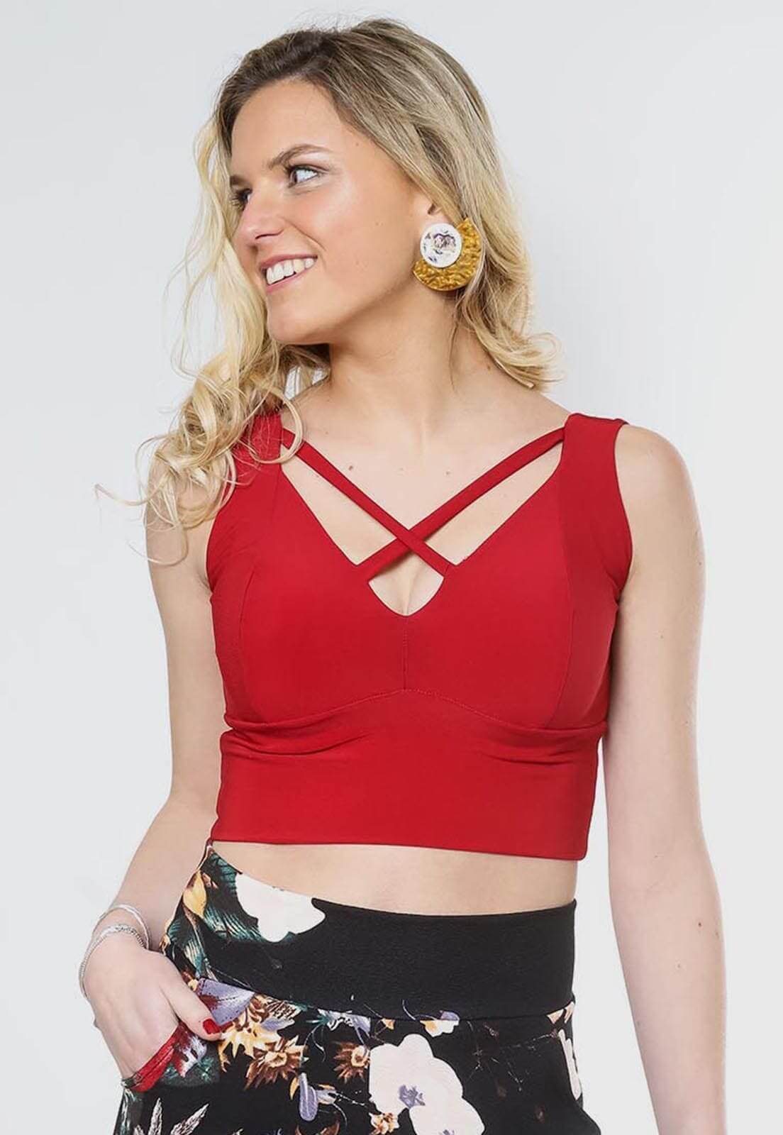 Crop Top Vera Cruz Rojo – Lycra | Natalia Seguel