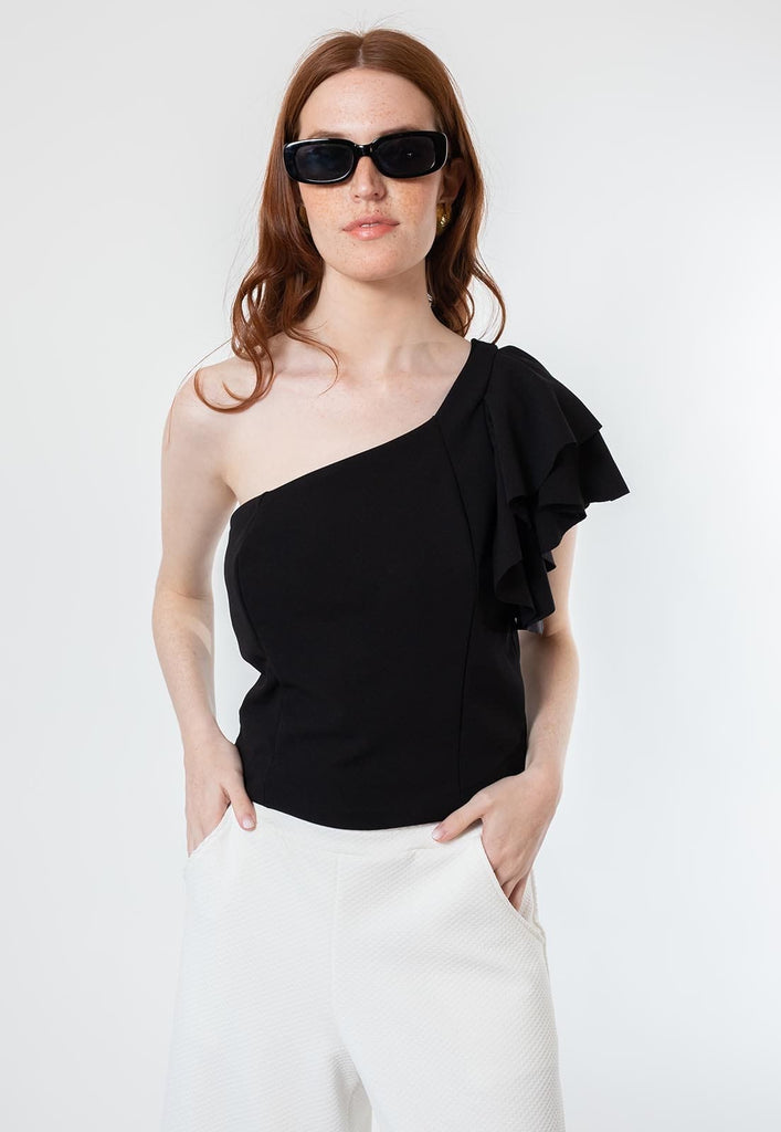 Bikini estilo crop top negro