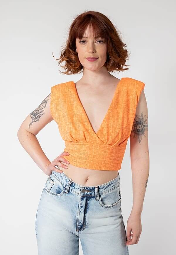 Crop Top Camile Coral Fluor