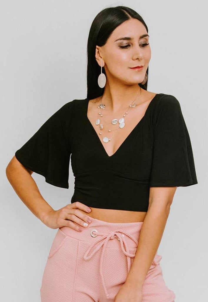 CROP-TOP CROMO NEGRO - XS