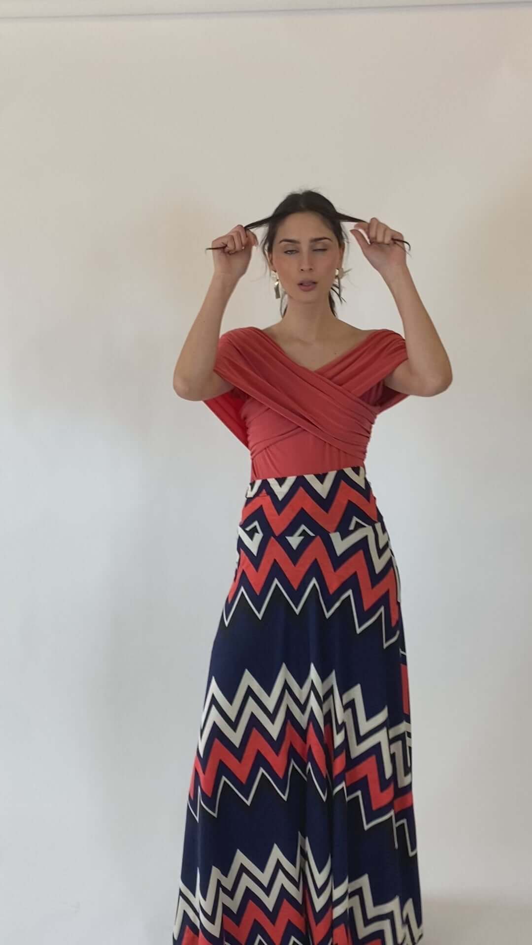 Falda Martina Azul Coral ZigZag - Diseño Chileno | Natalia Seguel