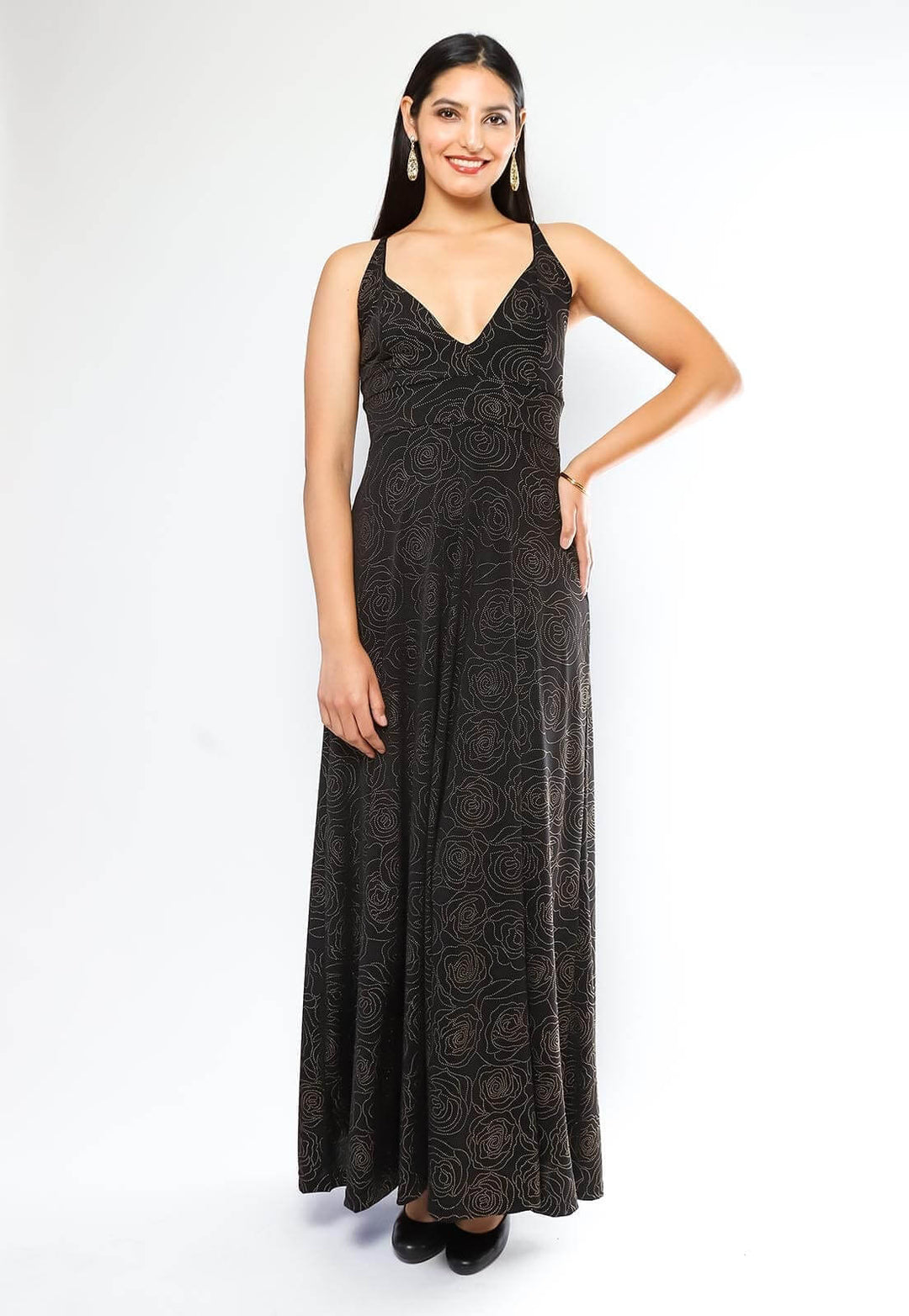 vestido zara fiesta rosas doradas con diseño chileno origina